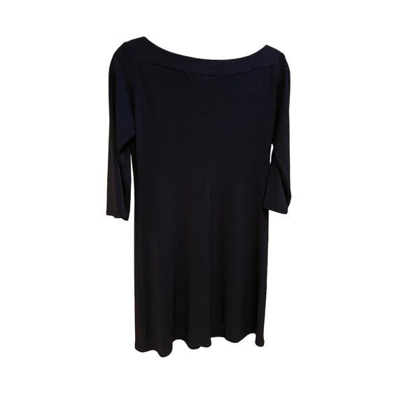 Eliza J Black Midi Dress 3/4 Sleeve Boatneck Slim Fit Size Medium Versatile - Picture 3 of 9